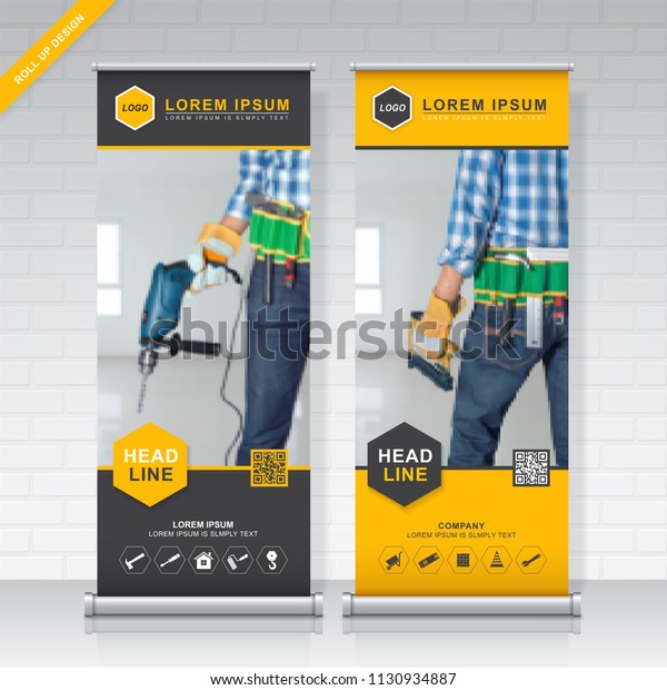 Construction Tools Roll Design Standee Banner: Stock-Vektorgrafik ...