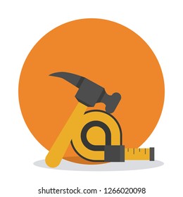 Construction tools round icon