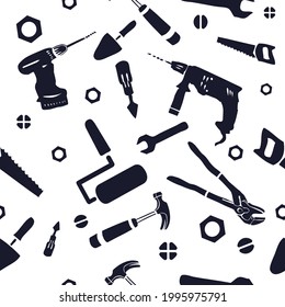 Construction tools seamless pattern. Vector illustration