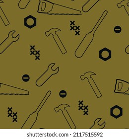 Construction tools seamless. Vector. Clothes, style.