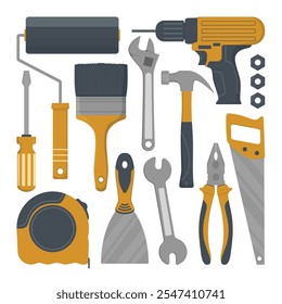 Construction Tools set Repair and construction tools set. Vector illustration in flat style.