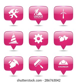 Construction Tools Square Vector Pink Icon Design Set 2