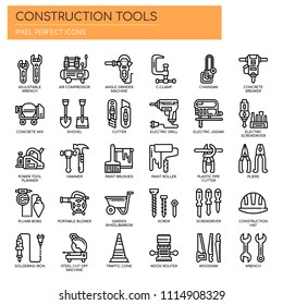 Construction Tools , Thin Line and Pixel Perfect Icons
