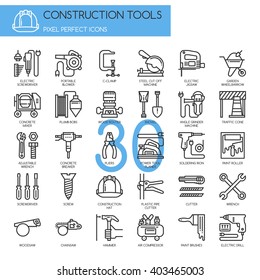 Construction Tools   , Thin Line and Pixel Perfect Icons