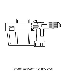 Construction tools toolbox and drill symbols vector illustration graphic design