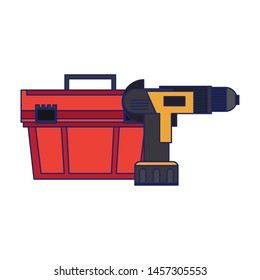 Construction tools toolbox and drill symbols vector illustration graphic design