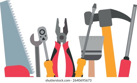 Construction Tools Vector is a clean, flat-style design featuring essential construction tools, perfect for industrial and engineering-themed projects.
