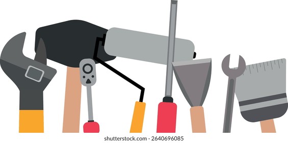 Construction Tools Vector is a clean, flat-style design featuring essential construction tools, perfect for industrial and engineering-themed projects.
