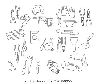 Construction tools vector collection offers a comprehensive selection of high-quality, scalable illustrations featuring a wide array of essential tools used in the construction industry.