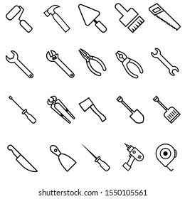 
Construction Tools Vector Icons Set. Repairs Illustration Symbol Collection. 