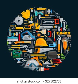 construction tools vector logo design template. industry or repair icons