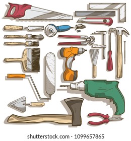 Construction Tools In Vector Style Illustration