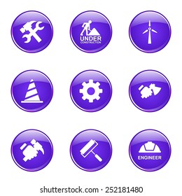 Construction Tools Violet Vector Button Icon Design Set 2