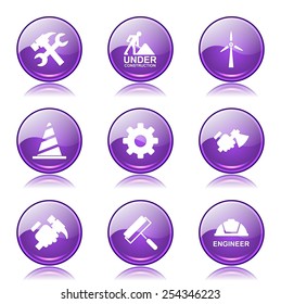 Construction Tools Violet Vector Button Icon Design Set 2