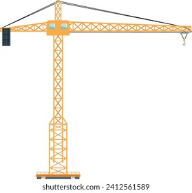 Construction Tower Crane Icon in Flat Style. Vector Illustration