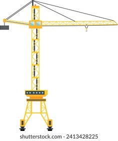 Construction Tower Crane Icon in Flat Style. Vector Illustration