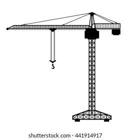 Construction Tower Crane Silhouette Industrial Lifting Stock Vector ...