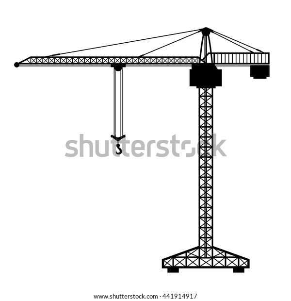 Construction Tower Crane Silhouette Industrial Lifting Stock Vector ...