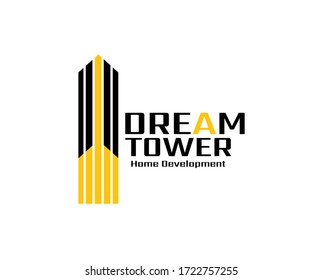 Construction Tower Logo. For modern Real estate Business company brand logo design vector illustration.
