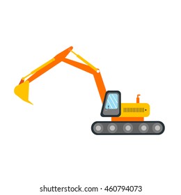 Construction tractor illustration vector, excavator machine icon