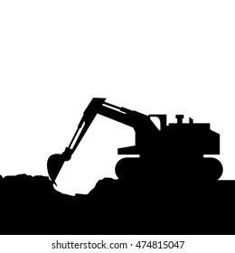 construction tractor silhoette