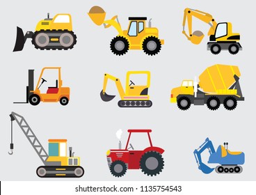 Construction  tractor vector  illustration