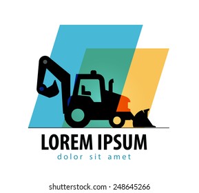 construction tractor vector logo design template. bulldozer or truck icon.