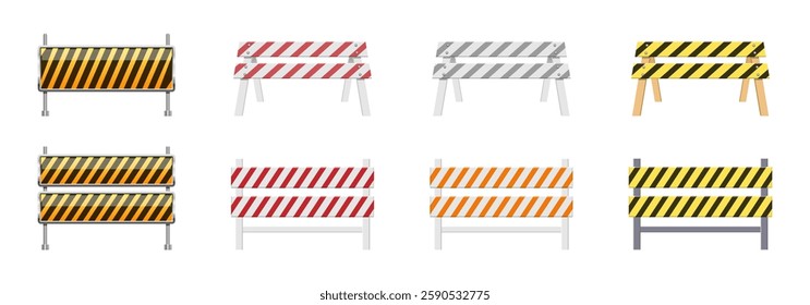 Construction and Traffic Barricade Signs Vector Set