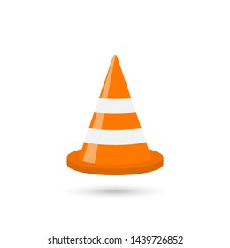 Construction traffic cone icon, warning sign design. Vector illustration.