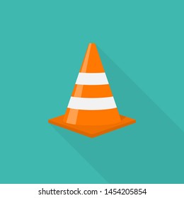 Construction traffic cone icon, warning sign design. Vector illustration.