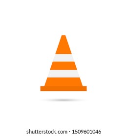 Construction traffic cone icon, warning sign design. Vector illustration.