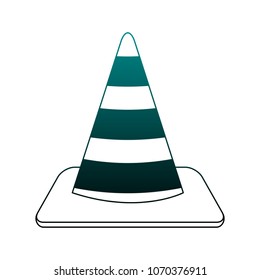 Construction traffic cone on blue lines