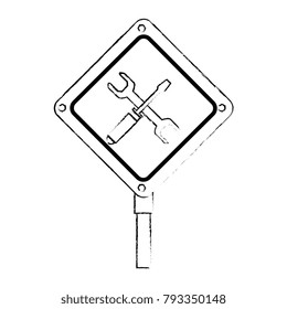 construction traffic signal with tools