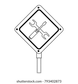 construction traffic signal with tools