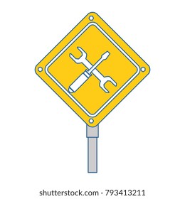 construction traffic signal with tools