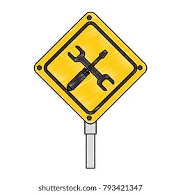 construction traffic signal with tools