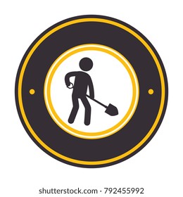 construction traffic signal with worker