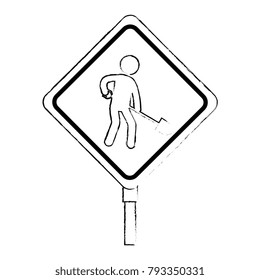 construction traffic signal with worker