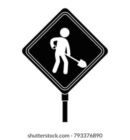 construction traffic signal with worker