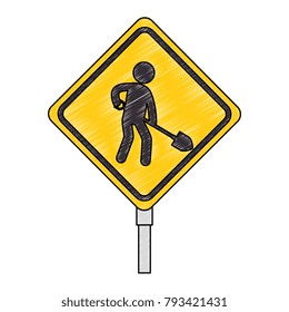 construction traffic signal with worker