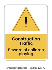 Advertencia de tráfico de construcción Tenga cuidado con los niños que juegan