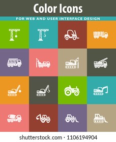 Construction transport vector icons for user interface design