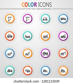 Construction transport vector icons for user interface design