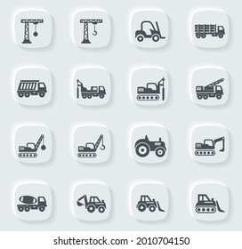 Construction transport vector icons for user interface design
