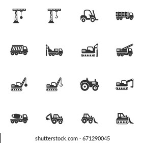 Construction transport vector icons for user interface design