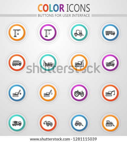 Construction transport vector icons for user interface design