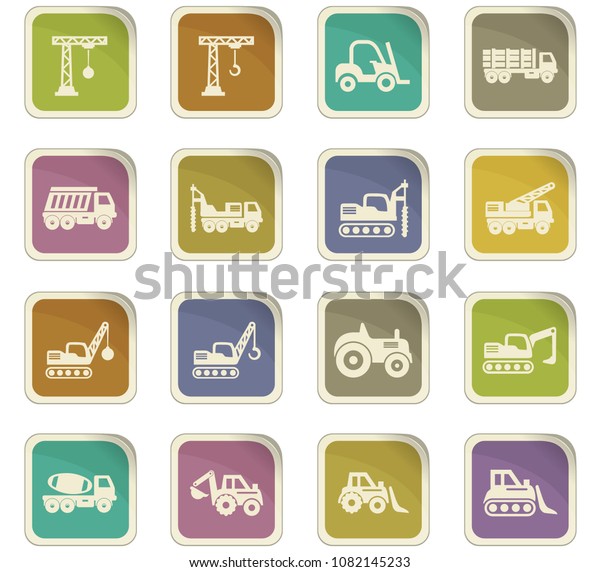 Construction transport vector icons for user\
interface design