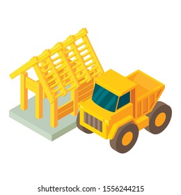 Construction transportation icon. Isometric illustration of construction transportation vector icon for web