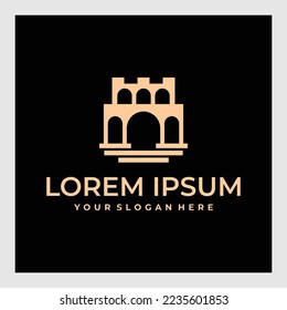 Construction tree business logo design. Premium real estate finance landscape sign. Pavilion, apartment, house, home vector logotype