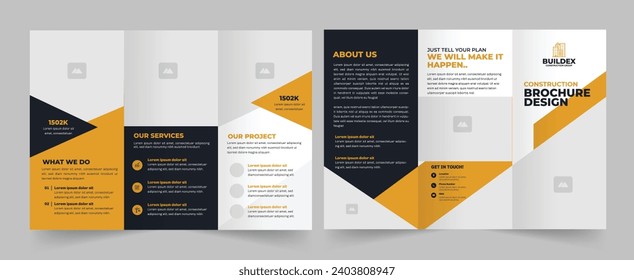 Construction Trifold Brochure  Architect Brochure Layout Template.